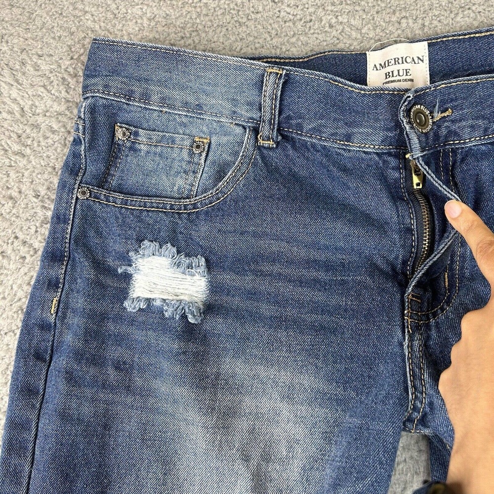 American Blue Jeans Womens 13 Juniors Premium Denim‎ Distressed Mid Rise - Picture 8 of 13